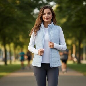 DKNY Sport Quilted Vest in Soft Blue size S